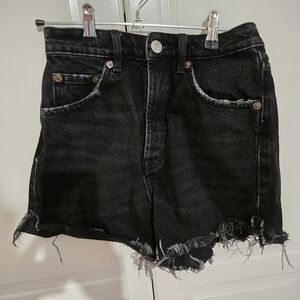 Zara Black Frayed Jean Shorts
